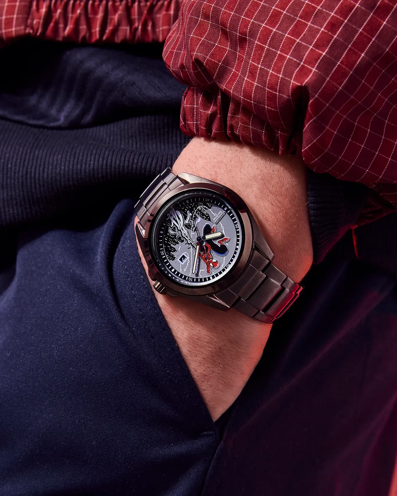 Spider-Man Swings Grey Dial Stainless Steel Bracelet AW1437-61W